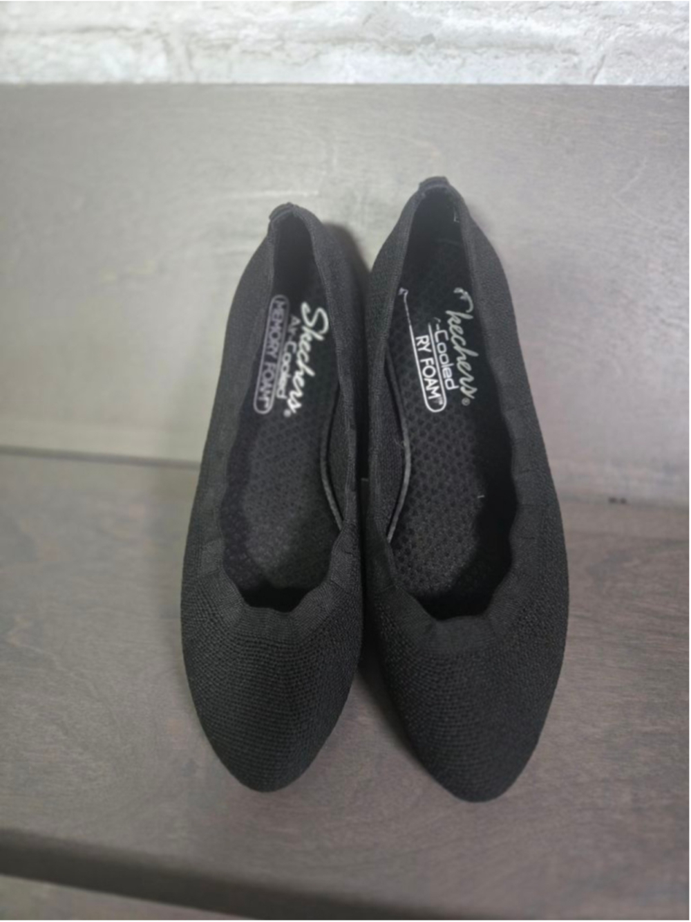 Women's Skechers Black Air-Cooled Memory Foam Flats